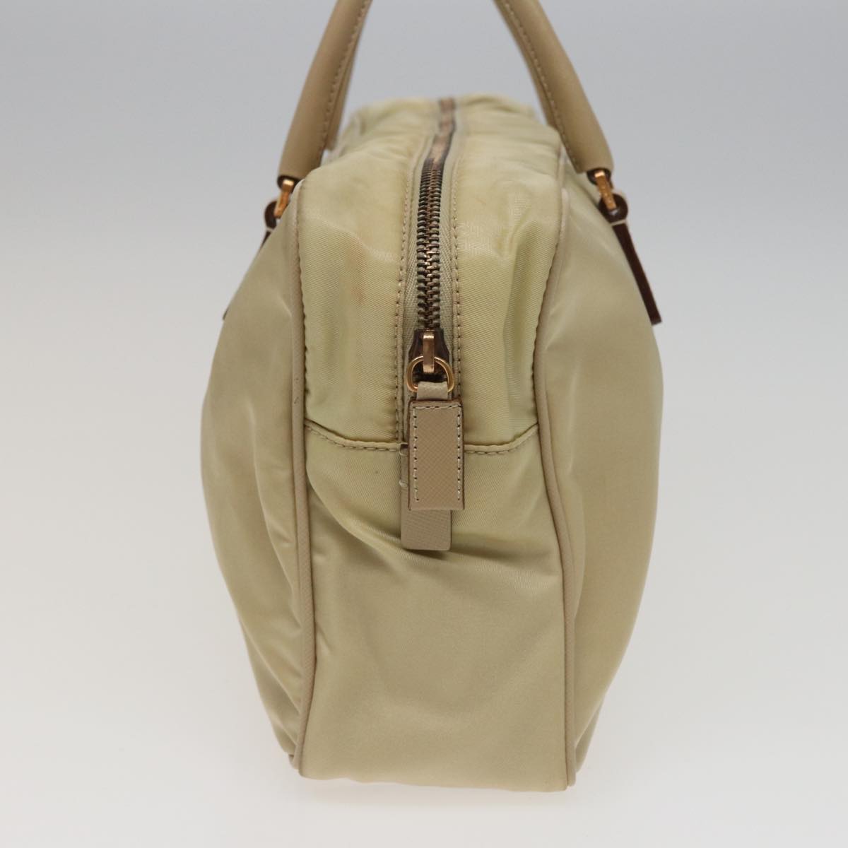 PRADA Hand Bag Nylon Cream Auth