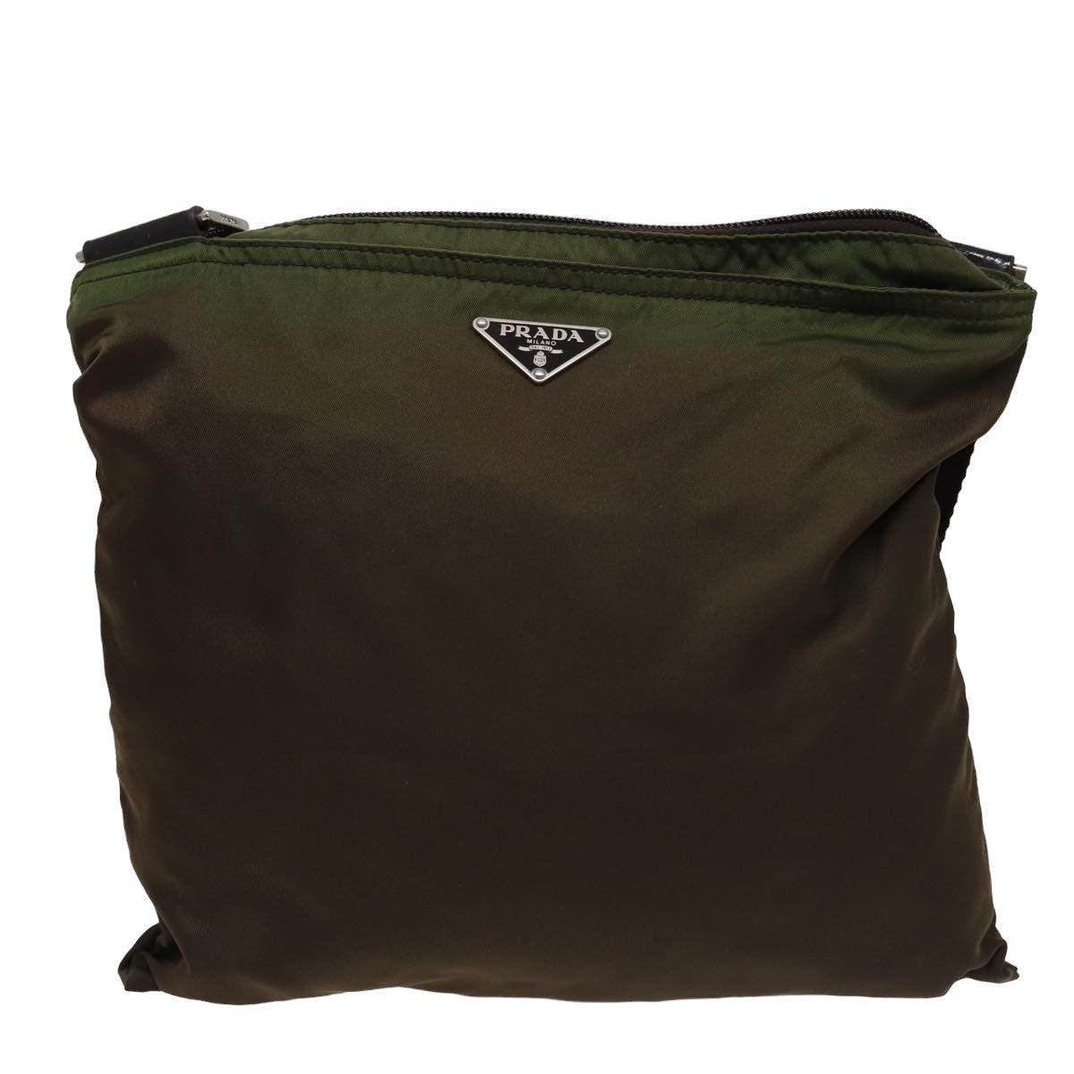 PRADA Shoulder Bag Nylon Khaki Brown Auth 79144