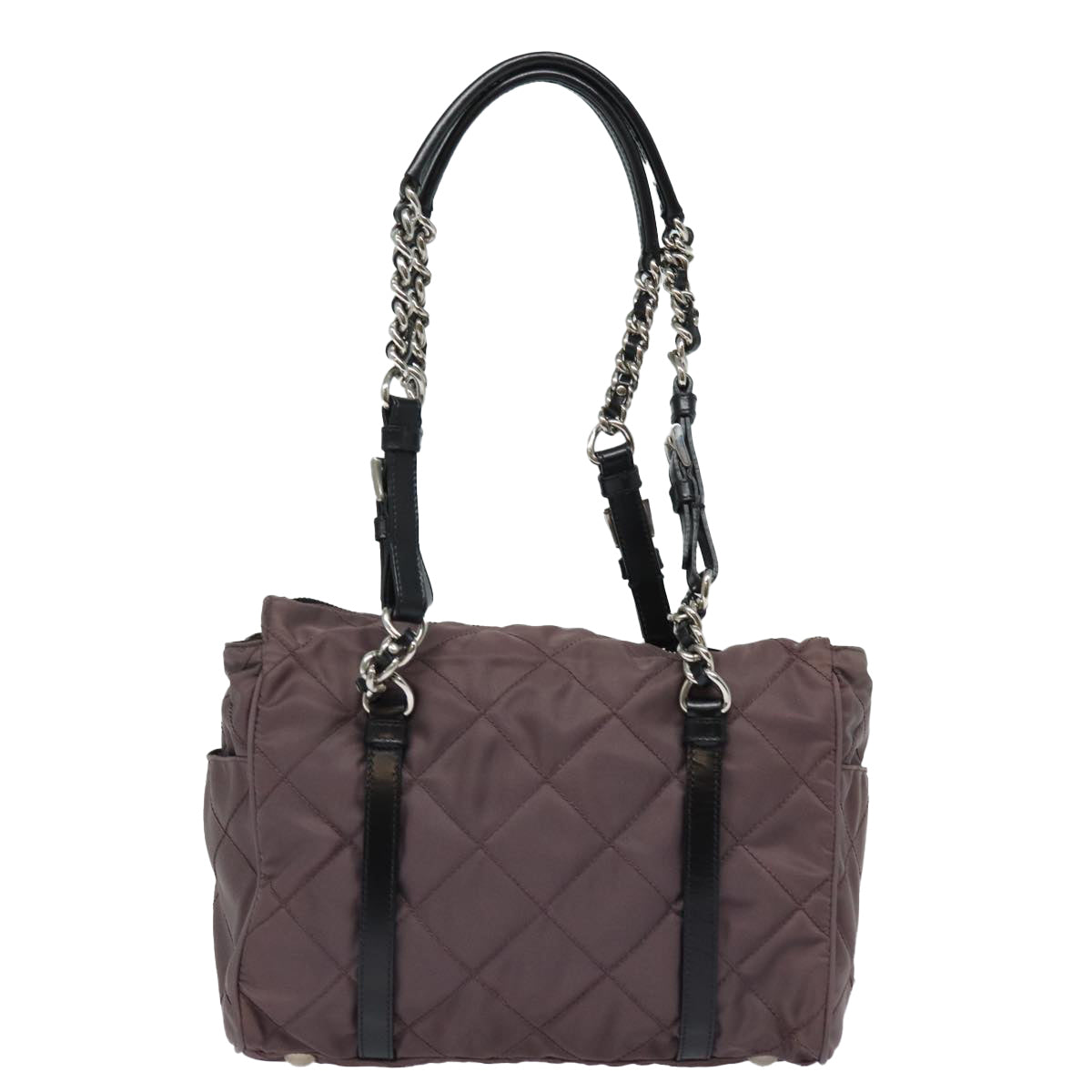 PRADA Chain Shoulder Bag Nylon Purple Auth 79154