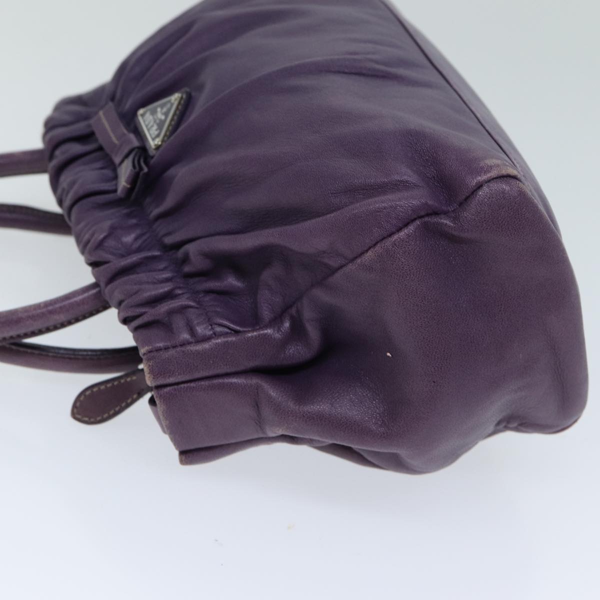 PRADA Hand Bag Leather Purple Auth