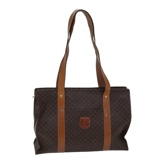Luxury CELINE Macadam Canvas Shoulder Bag PVC Leather Brown 79543