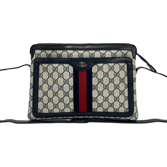 GUCCI Shoulder Bag PVC Navy Sherry line