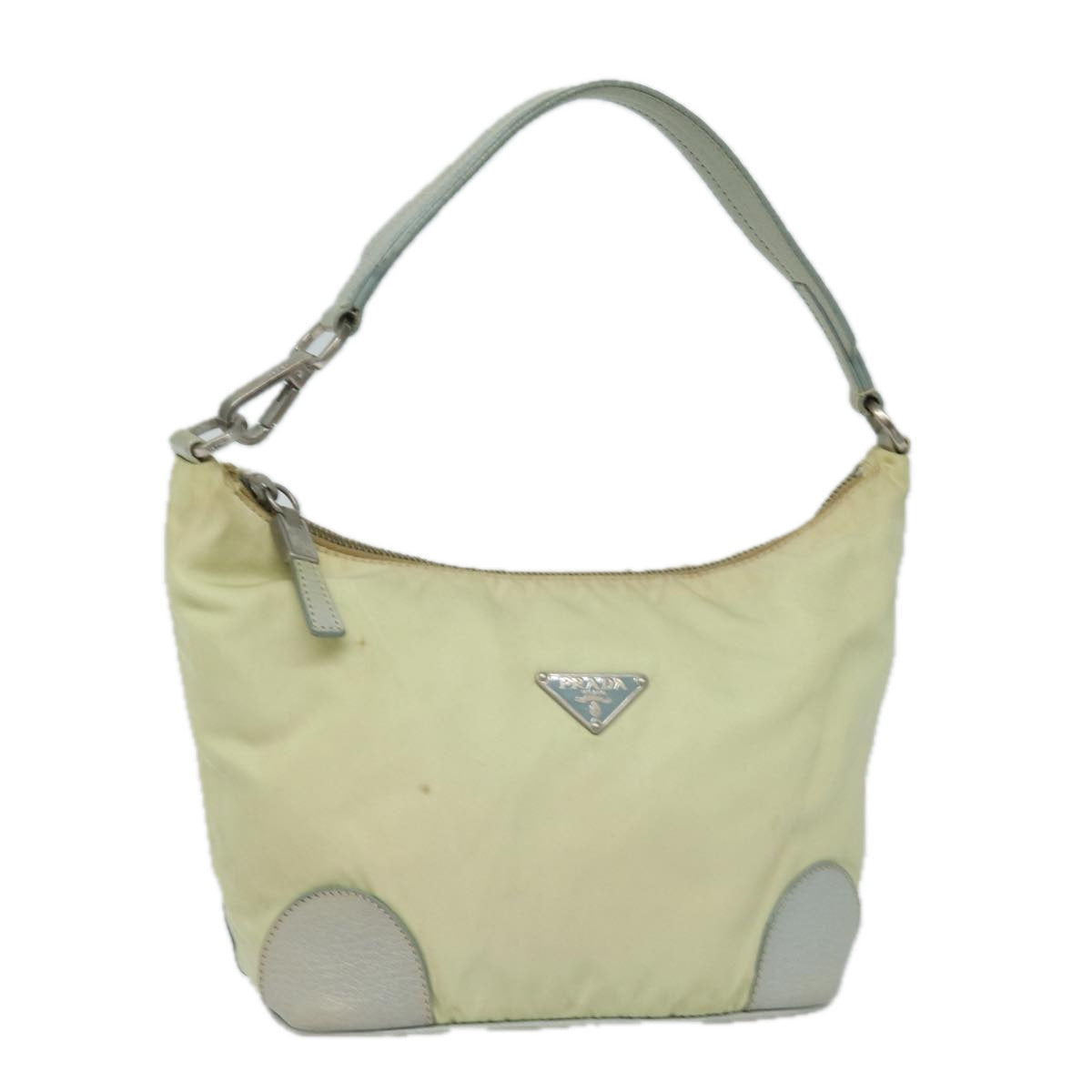 PRADA Hand Bag Nylon Beige Auth