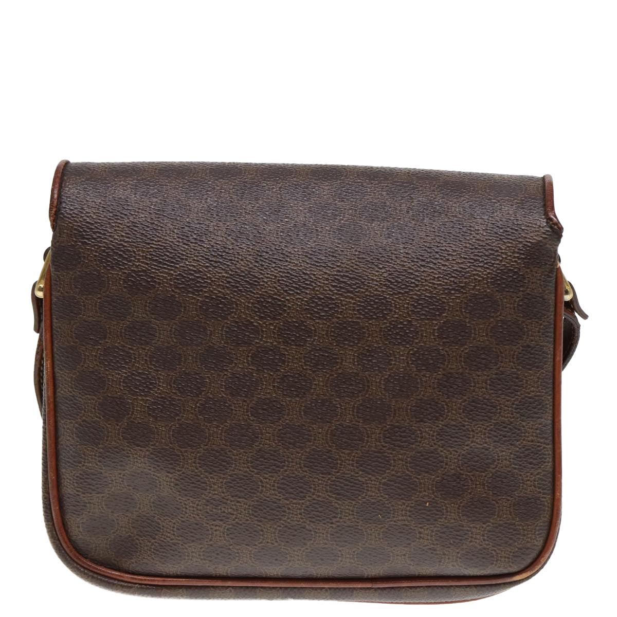 Luxury CELINE Macadam Canvas Shoulder Bag PVC Leather Brown 79666