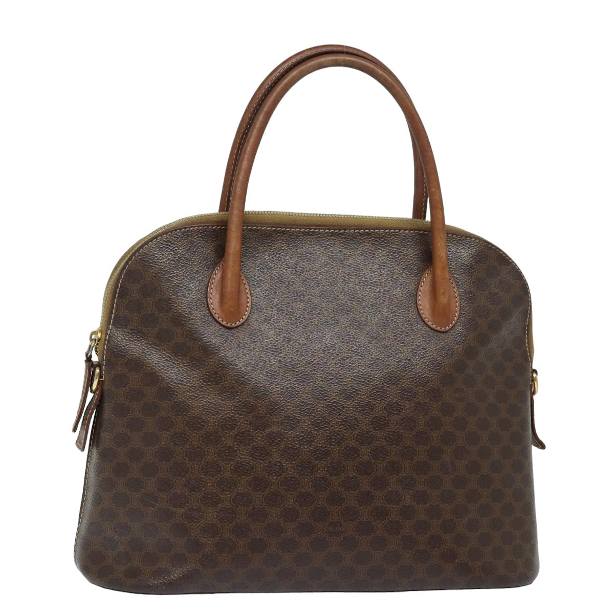 Luxury CELINE Macadam Canvas Hand Bag PVC Leather Brown 79677