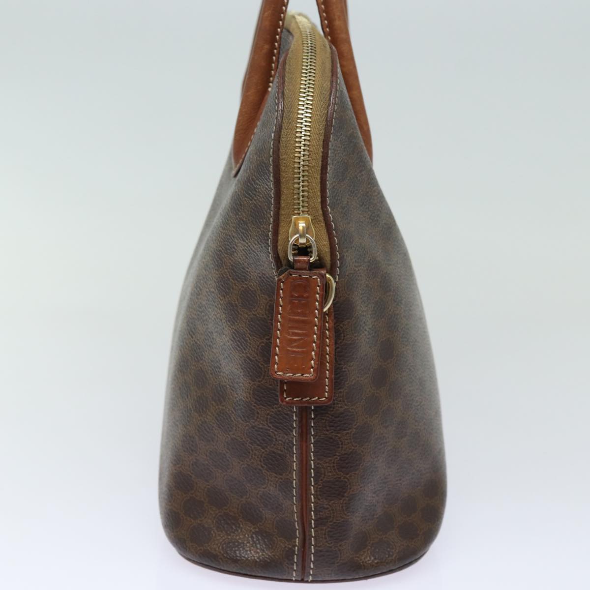 Luxury CELINE Macadam Canvas Hand Bag PVC Leather Brown 79677