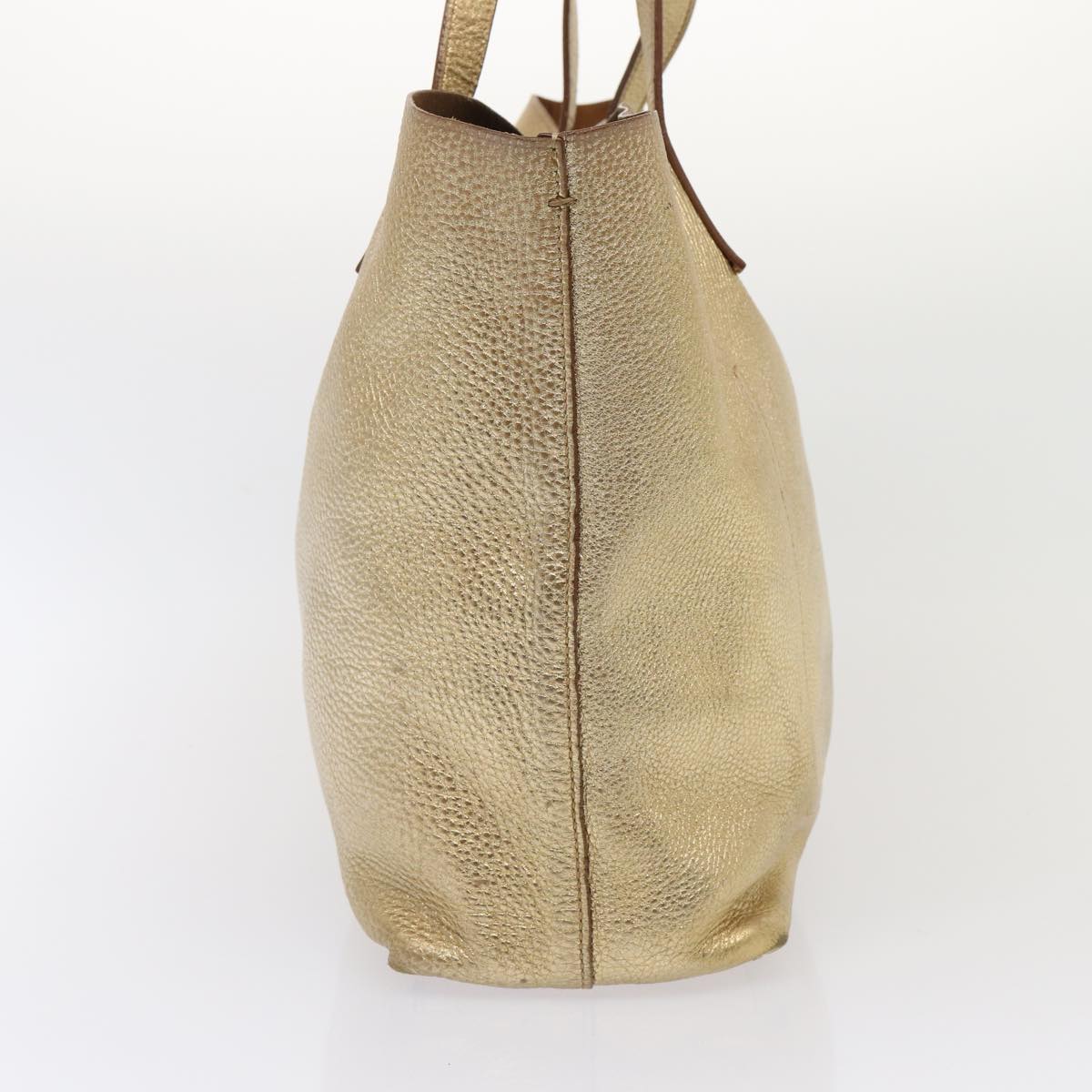 PRADA Tote Bag Leather Gold Auth