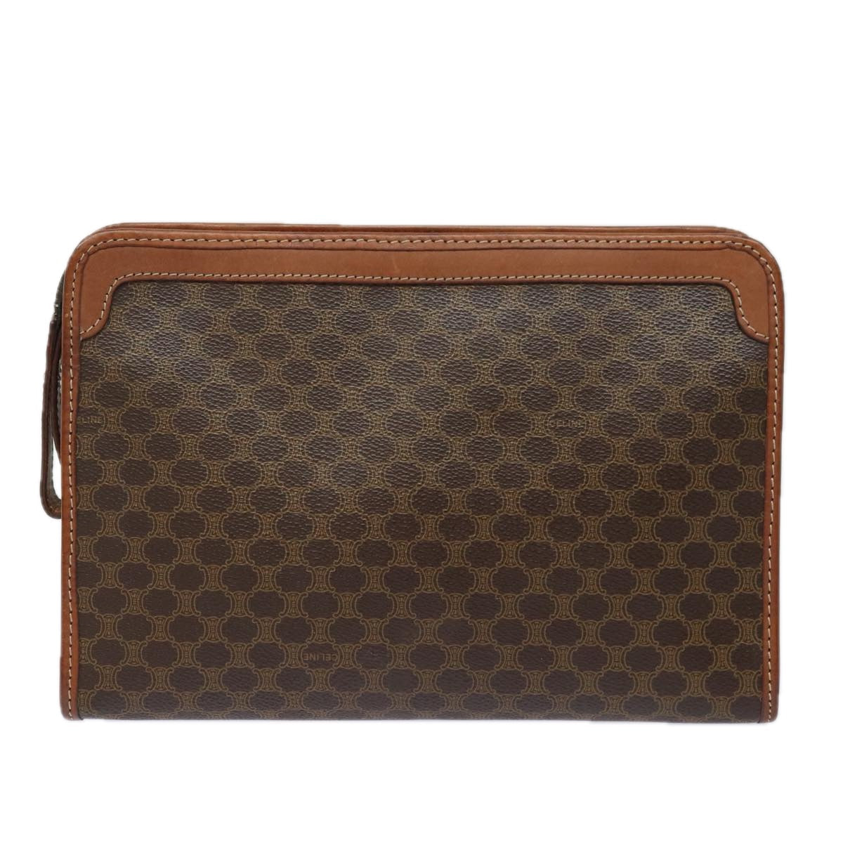 Luxury CELINE Macadam Canvas Clutch Bag PVC Leather Beige 79732