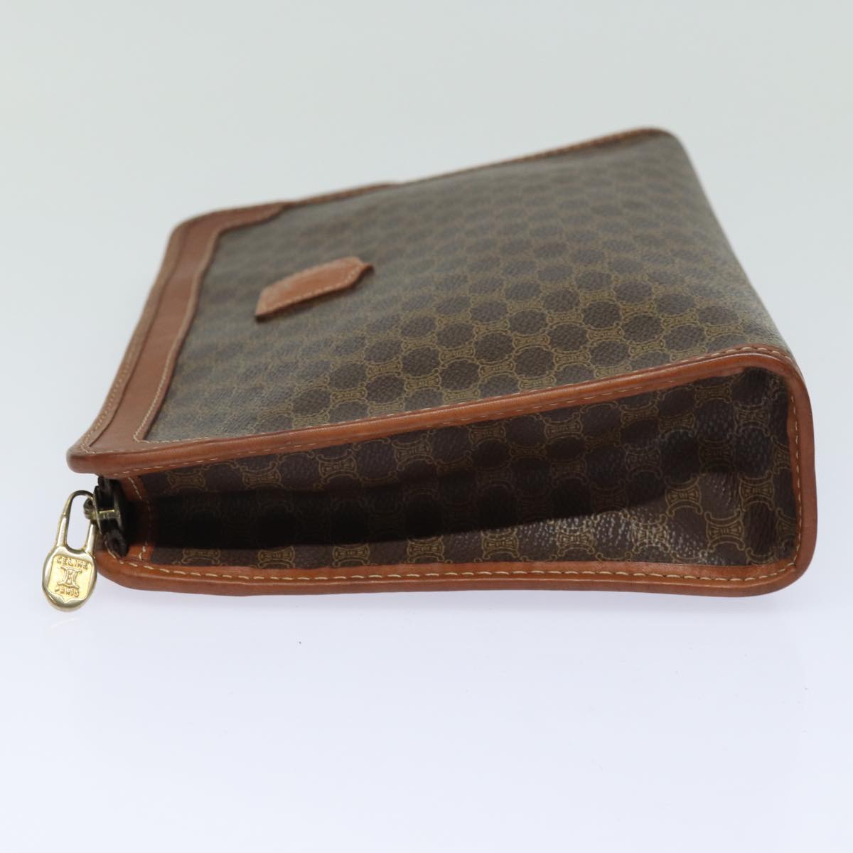 Luxury CELINE Macadam Canvas Clutch Bag PVC Leather Beige 79732