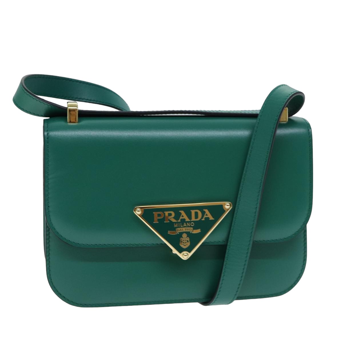 PRADA Shoulder Bag Leather Green Auth