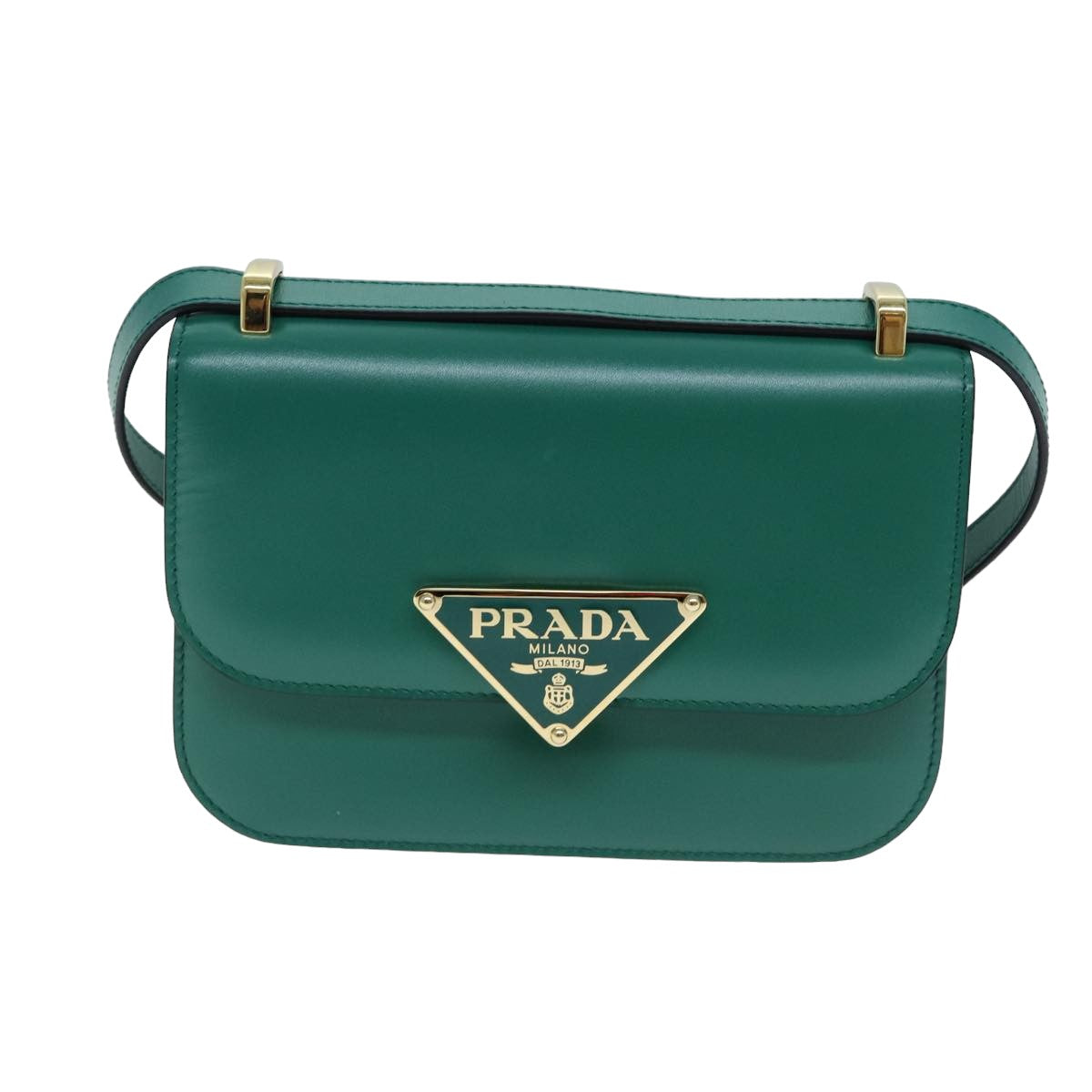 PRADA Shoulder Bag Leather Green Auth