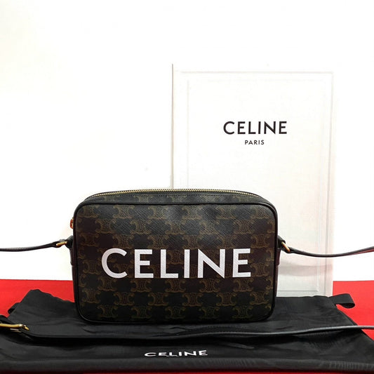 CELINE Shoulder Bag Leather, PVC Brown Triomphe Messenger Medium Women
