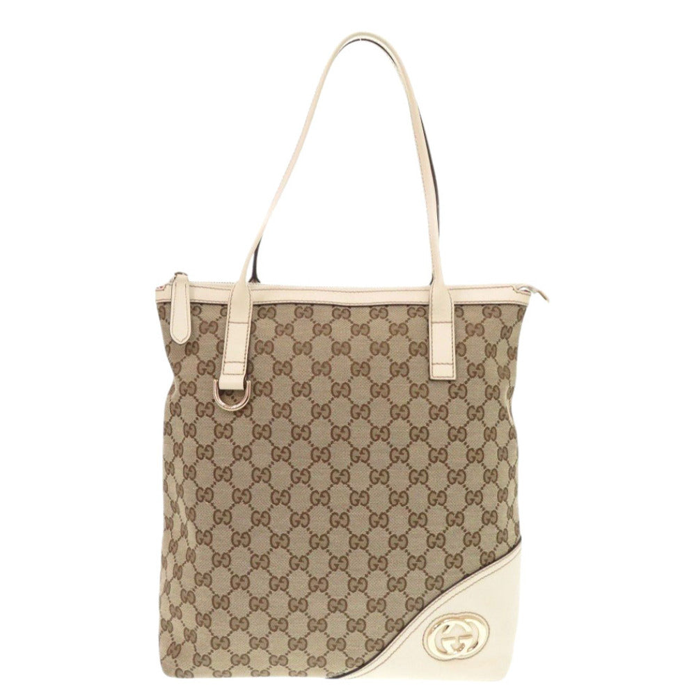 GUCCI Tote Bag GG canvas, leather beige