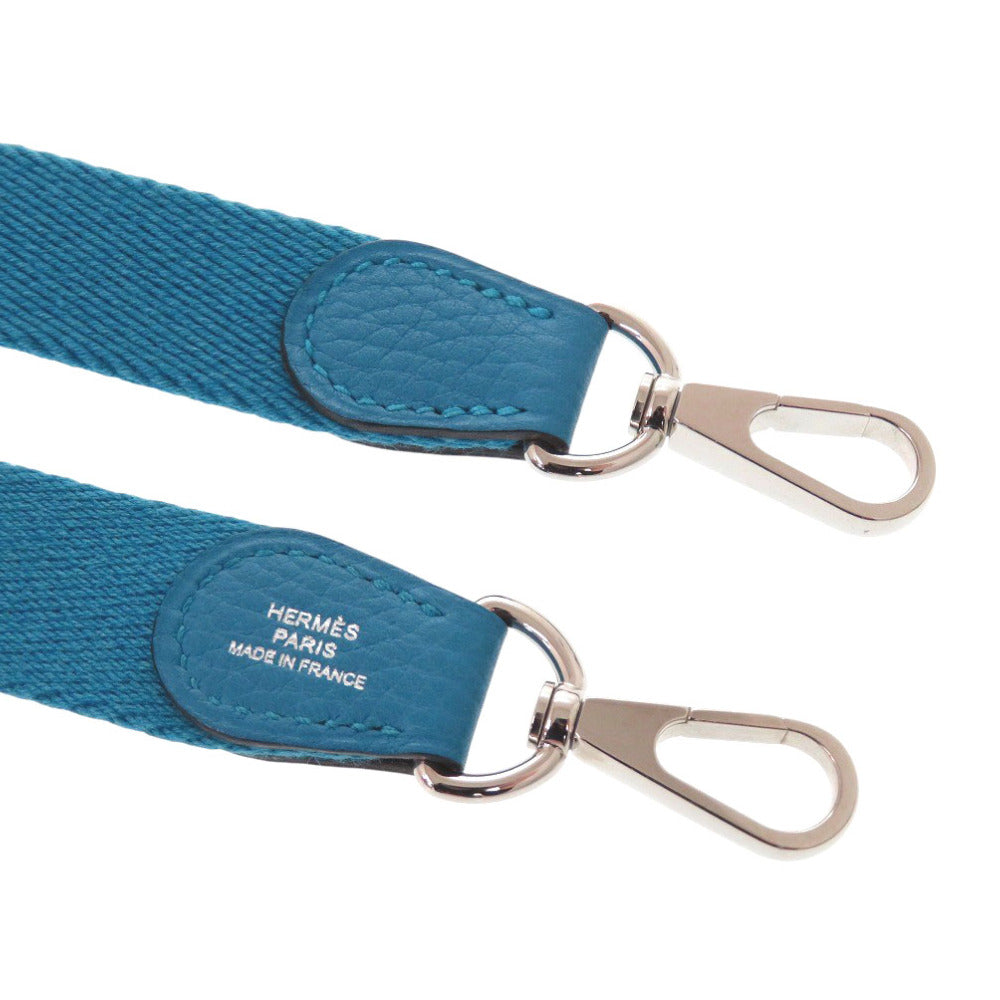 HERMES Shoulder strap canvas Blue Zanzibar Women