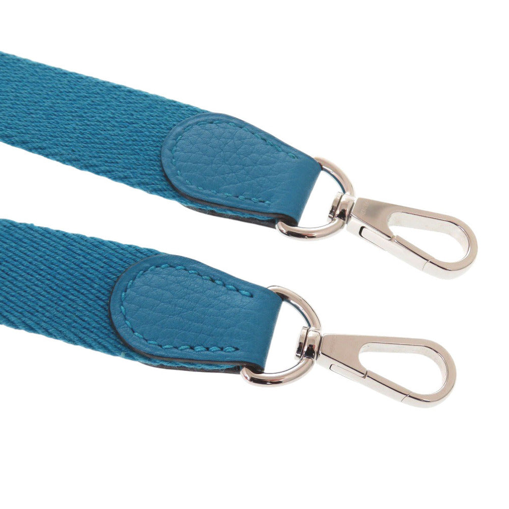 HERMES Shoulder strap canvas Blue Zanzibar Women
