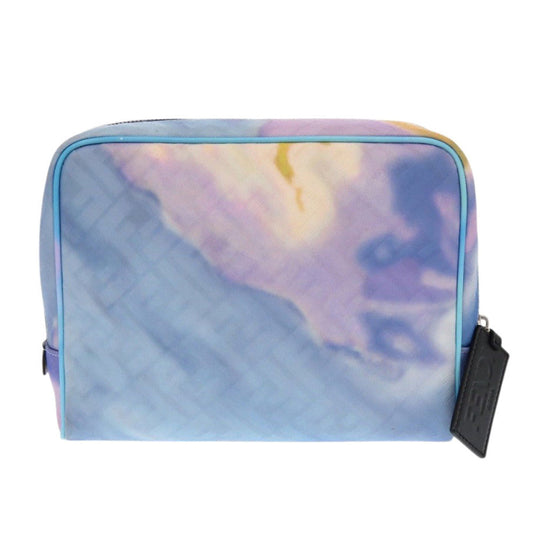 FENDI business bag 7N0116 Fabric , Calfskin Light blue Zucca Pattern Marble FF Logo Pouch unisex(Unisex)