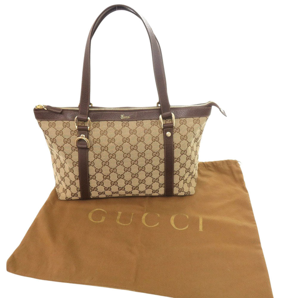 GUCCI Handbag 141470 02026 GG canvas, leather beige Women