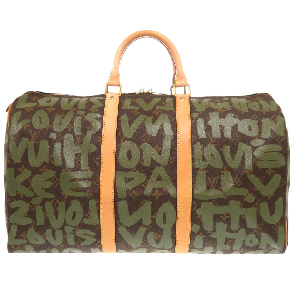 LOUIS VUITTON Boston Duffel bag Monogram canvas khaki Monogram graffiti Keepall 50 mens