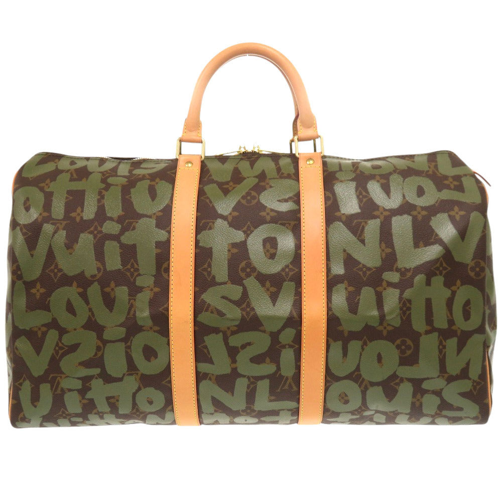 LOUIS VUITTON Boston Duffel bag Monogram canvas khaki Monogram graffiti Keepall 50 mens