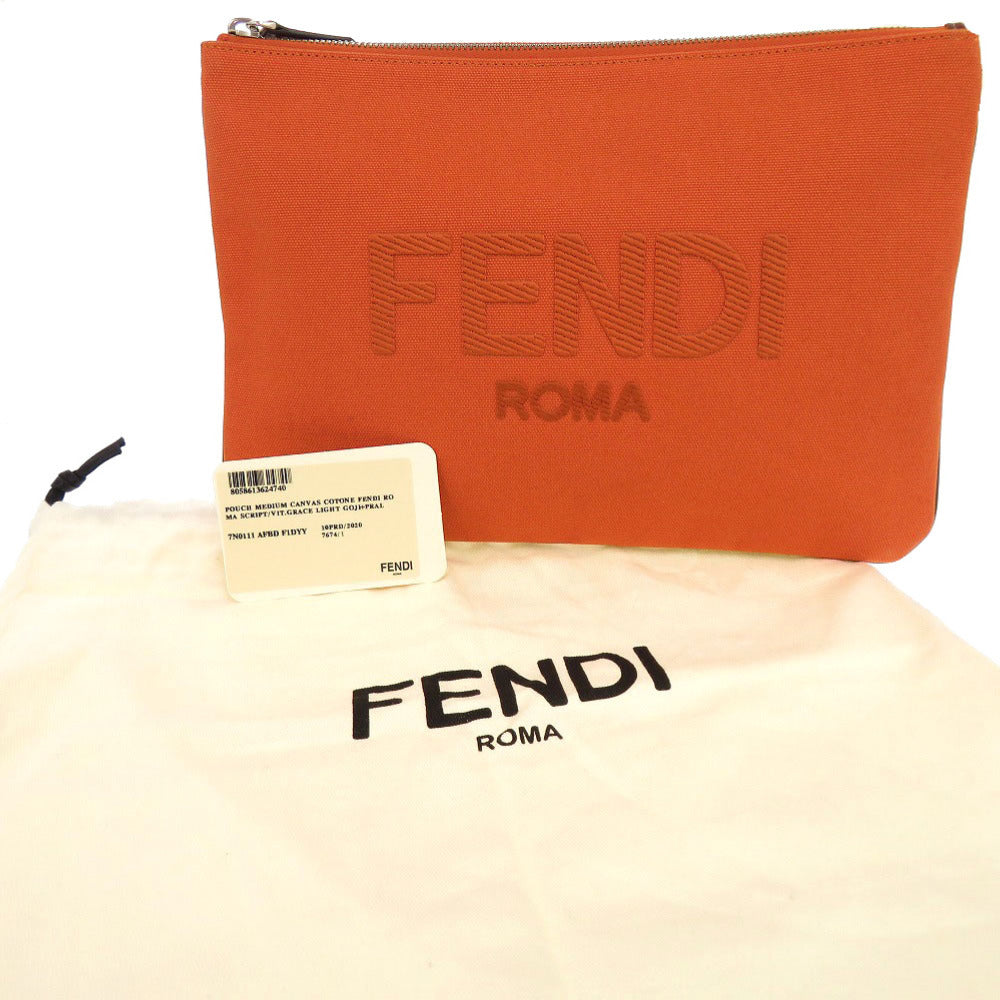 FENDI Clutch bag 7N0111 canvas Orange logo Women