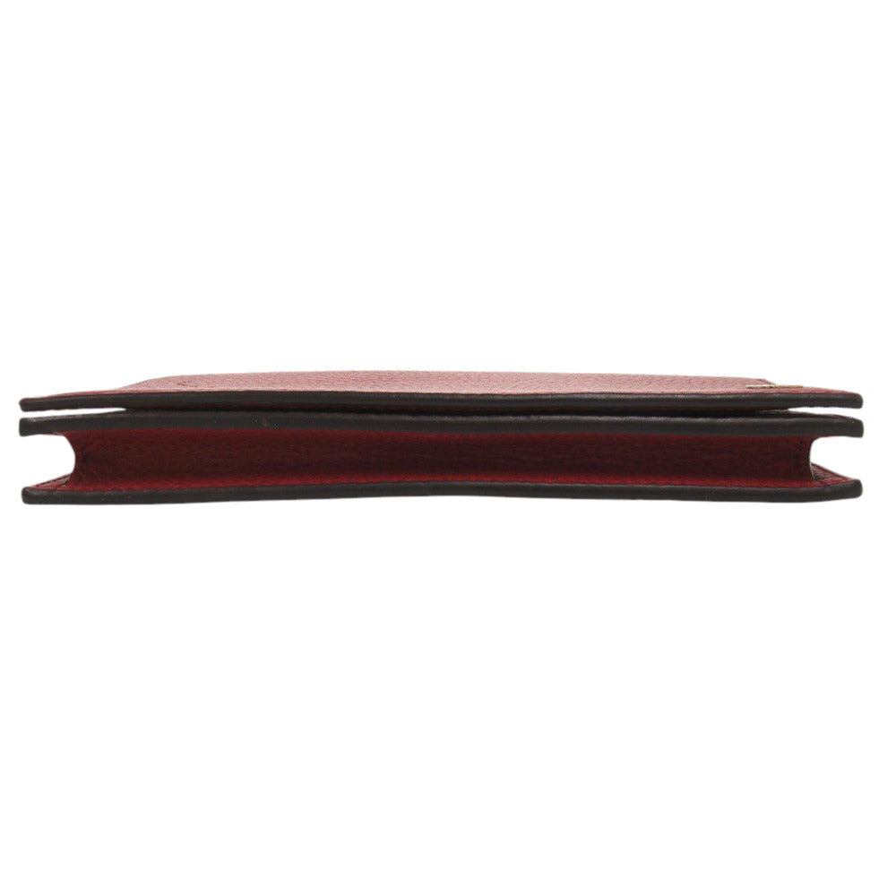 GUCCI Shoulder Bag 466506 leather Red Chain wallet Interlocking G Women