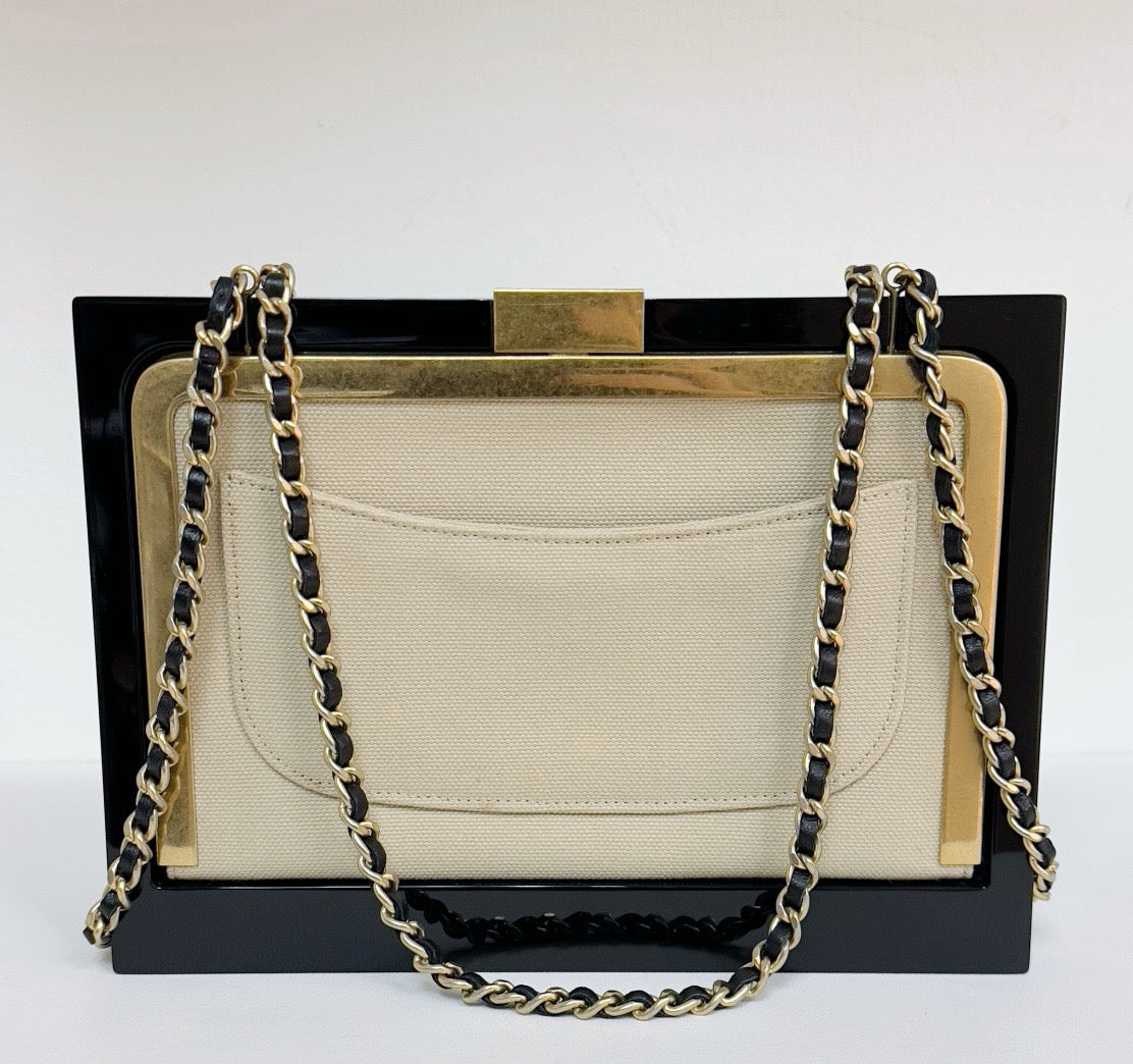 Chanel Black PrivÃ©e Collection Runway Frame Bag 1951 holo