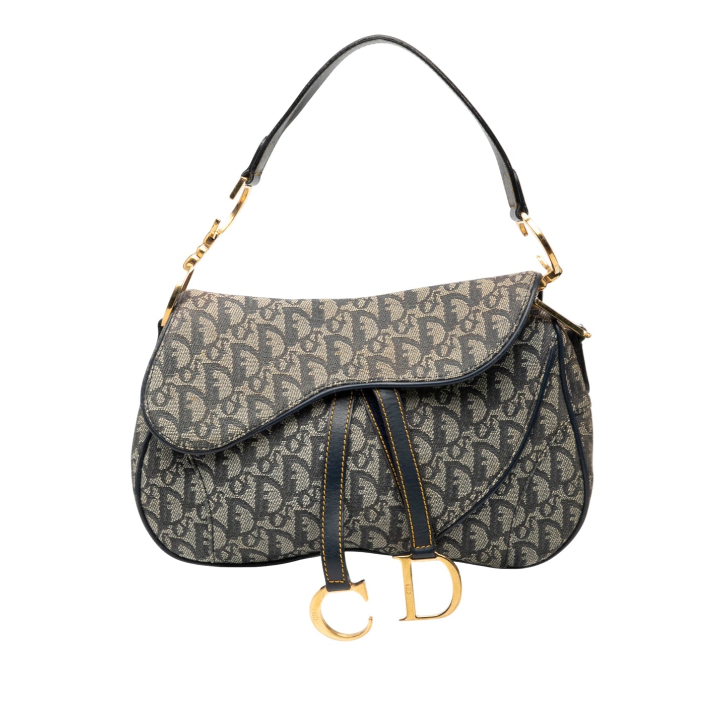 Blue Dior Diorissimo Canvas Double Saddle Bag