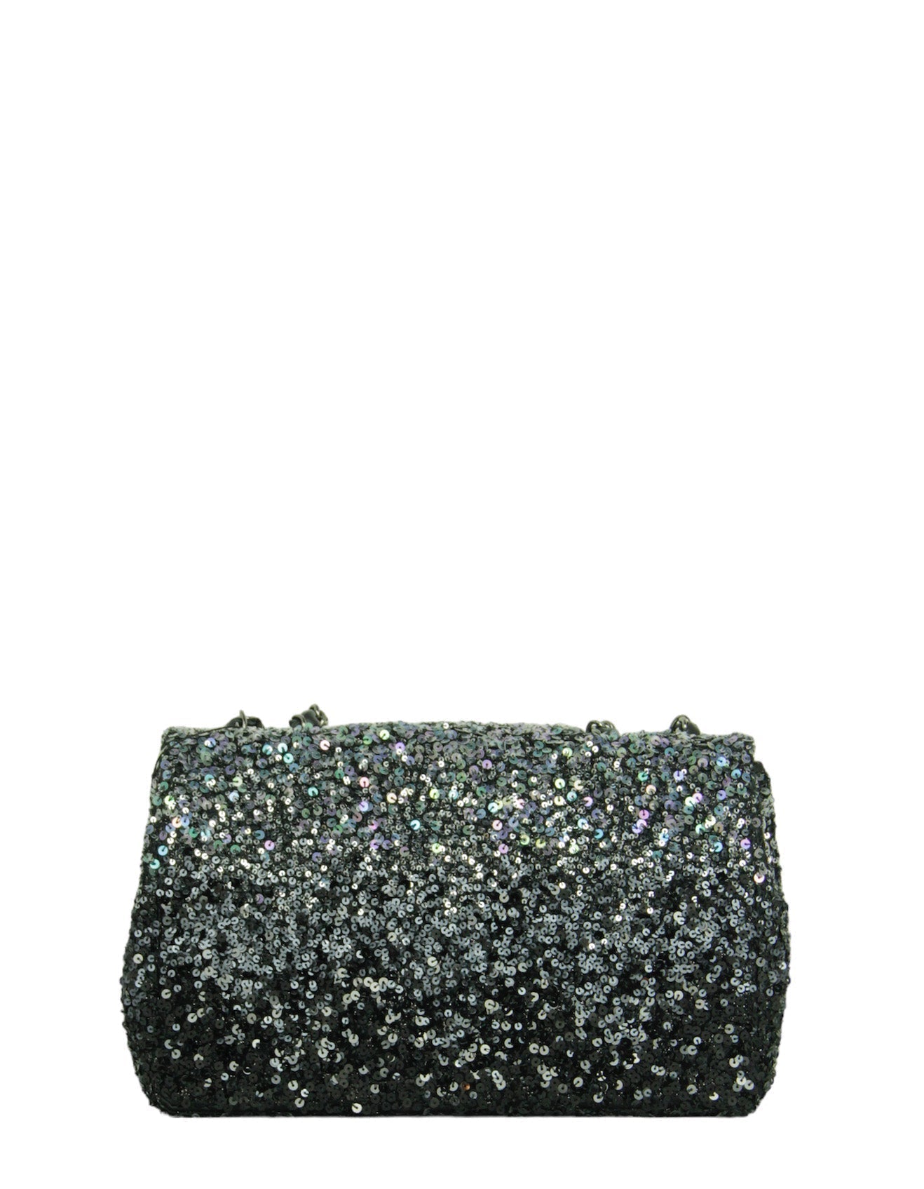 Chanel Black/Silver Ombre Sequin Medium Classic Flap Bag