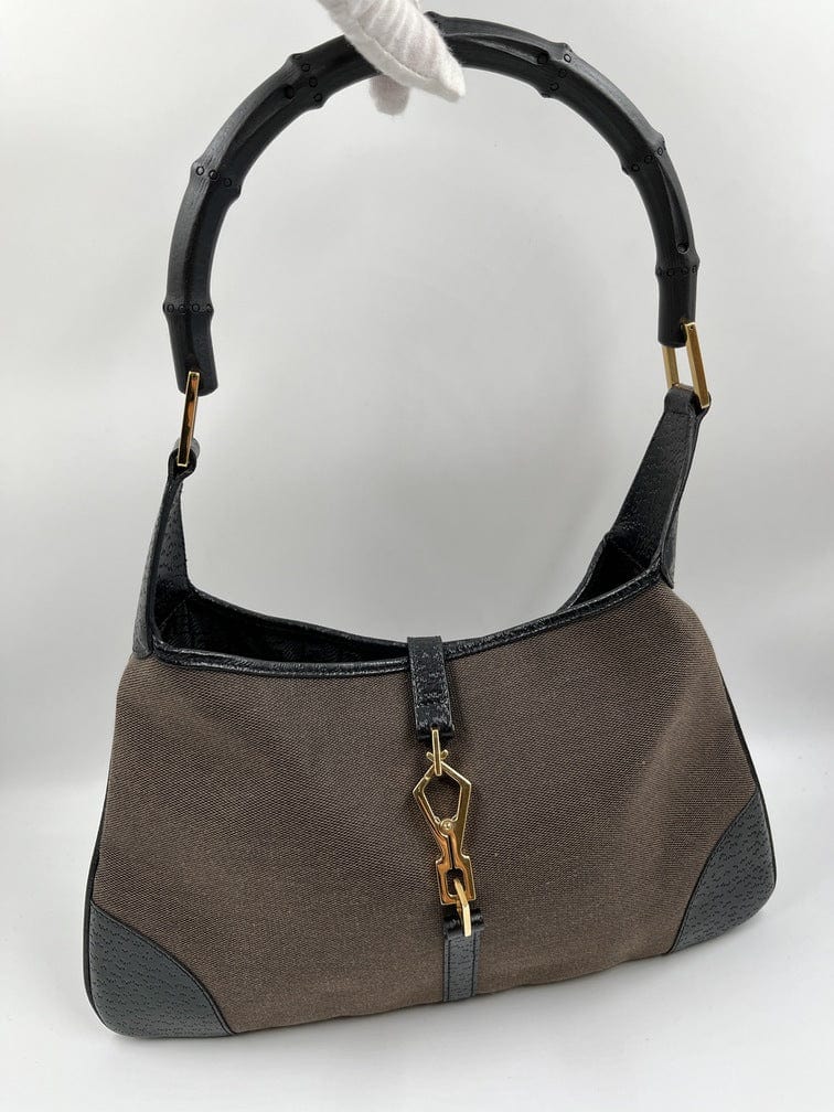 Gucci Jackie Leather Canvas Shoulder Bag Style 25
