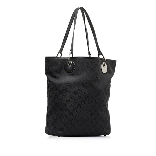 Gucci Black Leather Canvas Tote Style 20