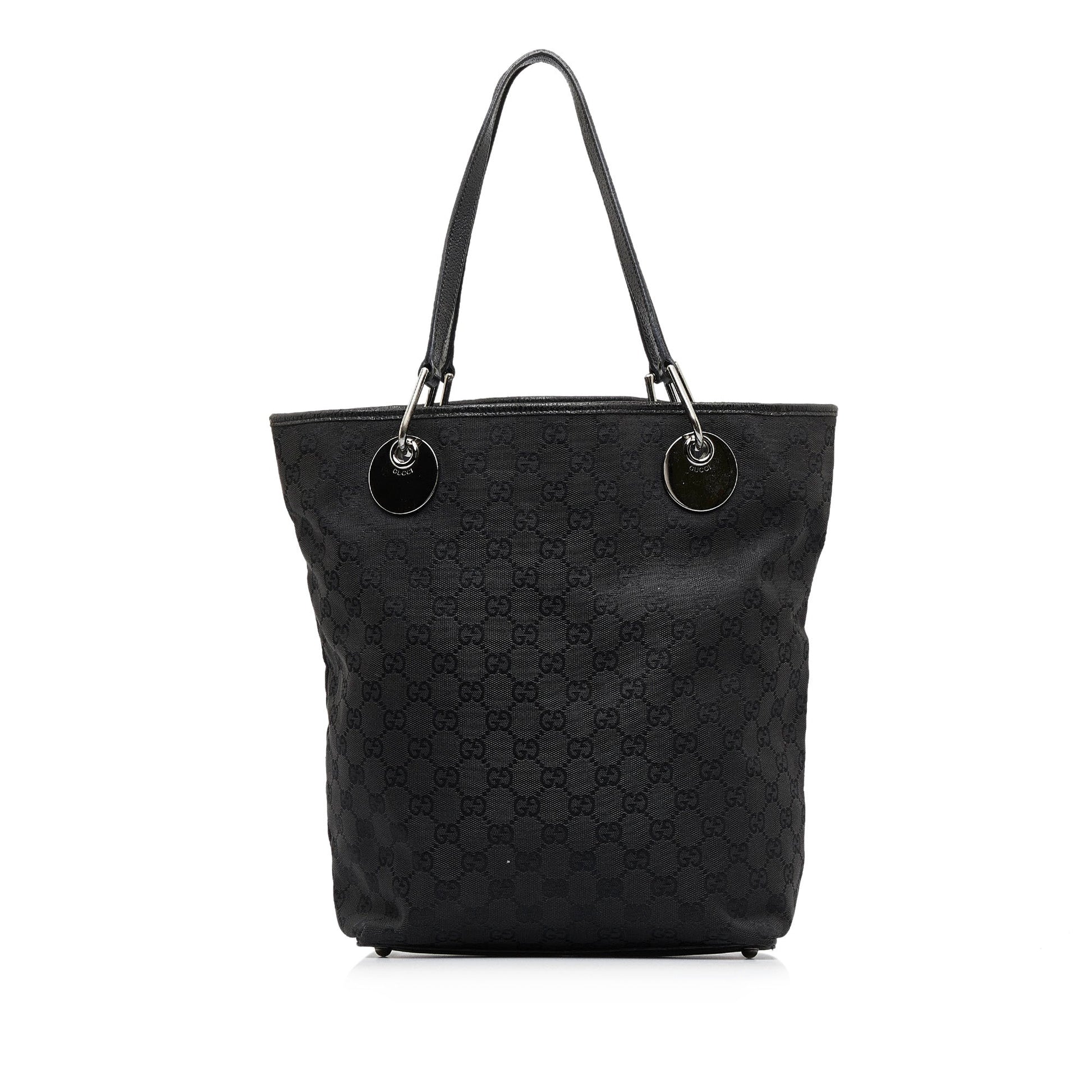 Gucci Black Leather Canvas Tote Style 20