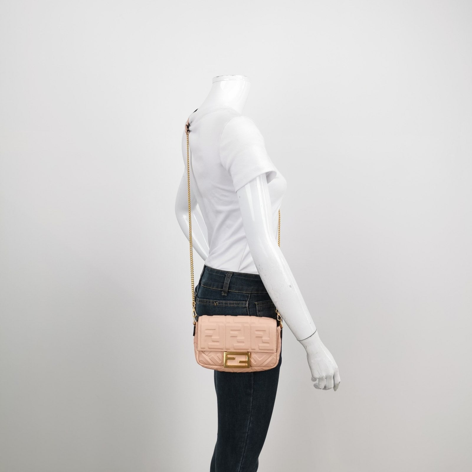 Fendi Baguette Mini Light Pink Nappa Leather Crossbody Bag