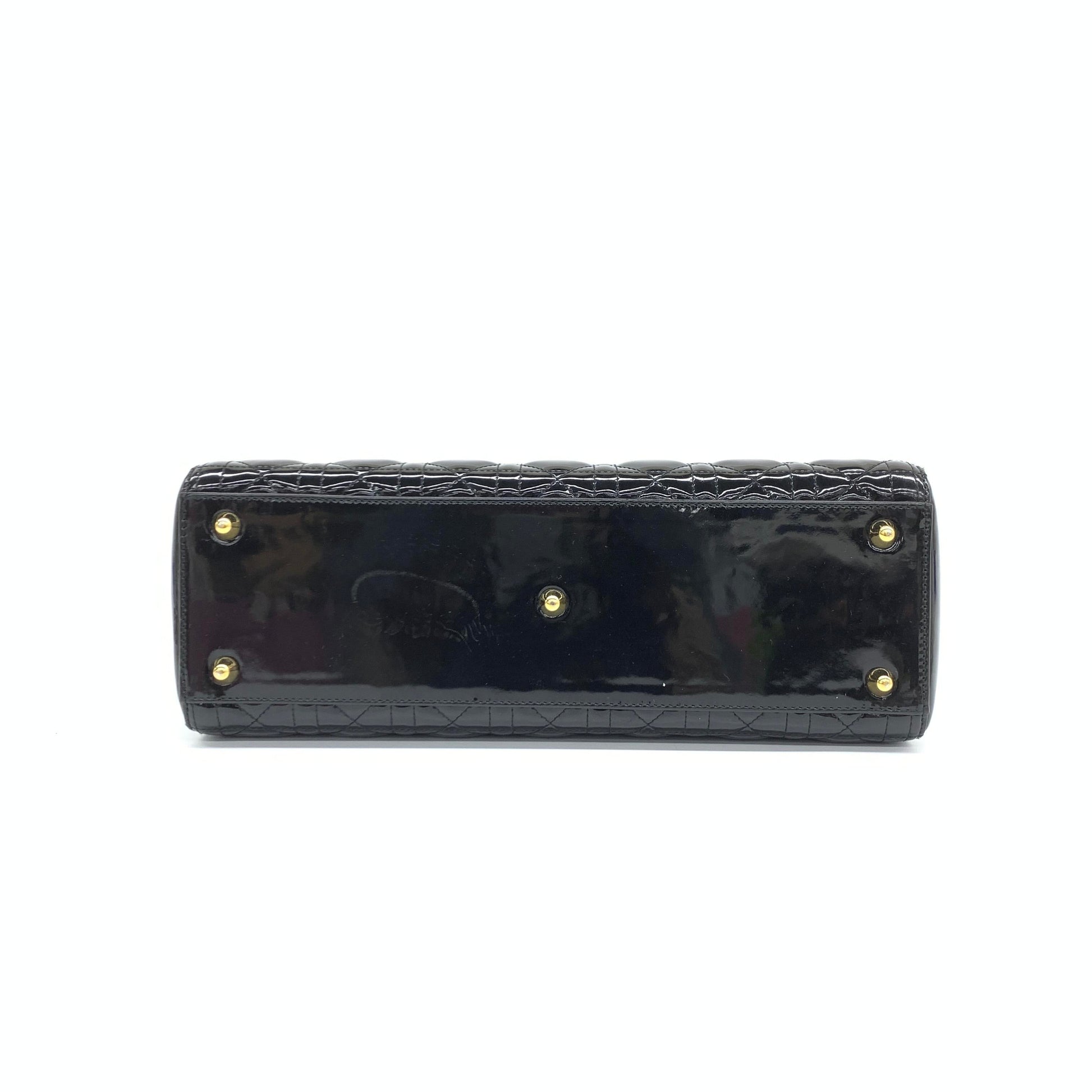 Lady Dior Large Bag Black Patent Leather Gold Hardware