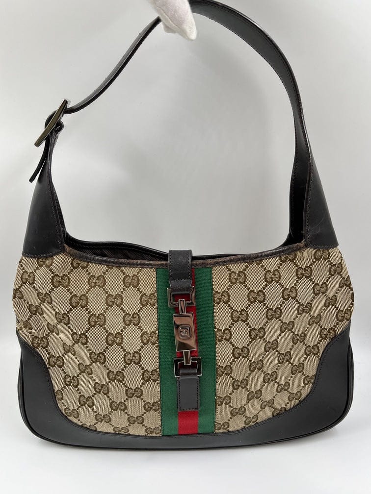 Gucci Jackie Leather Canvas Shoulder Bag Style 14