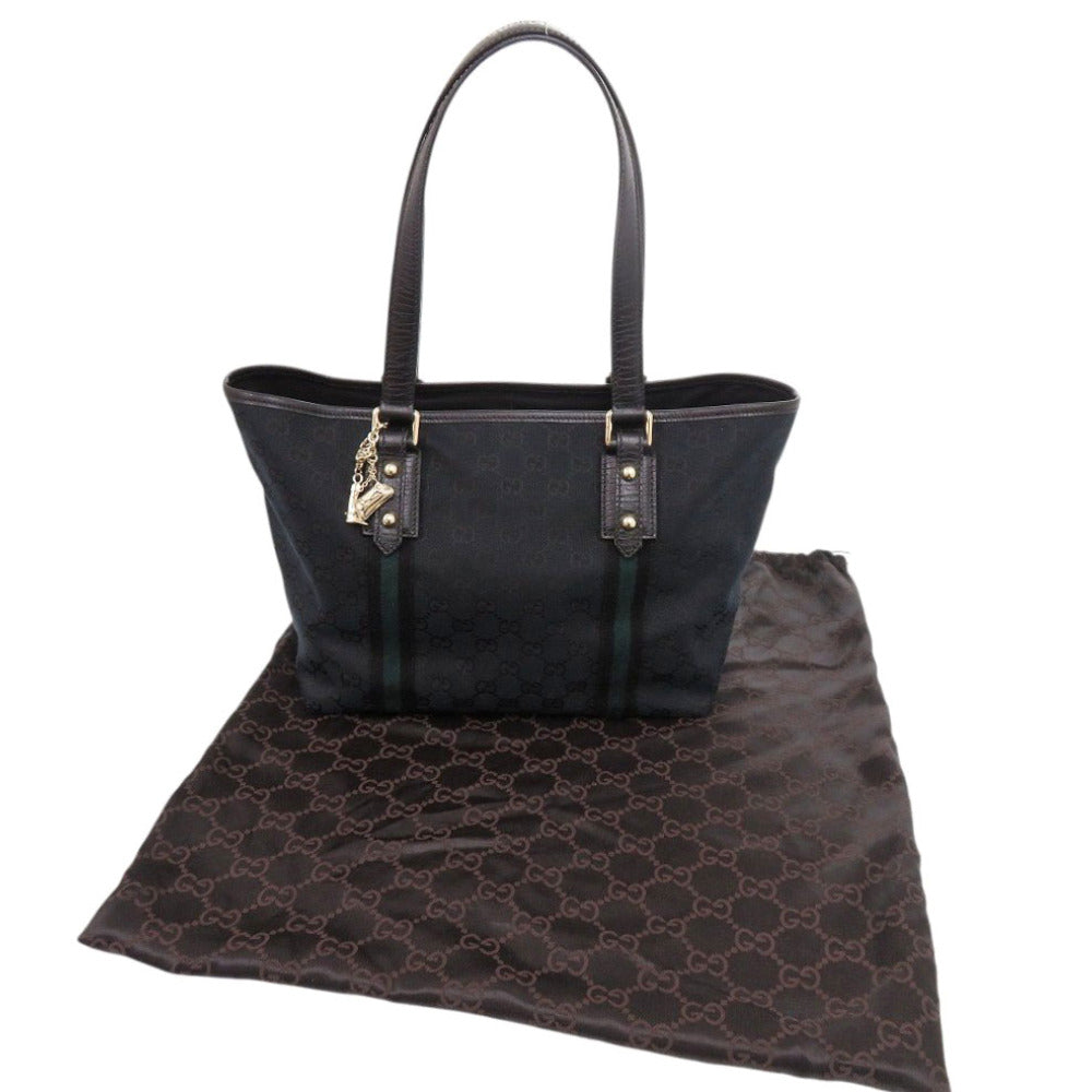 GUCCI Tote Bag 137396 canvas black GG Sherry line Women