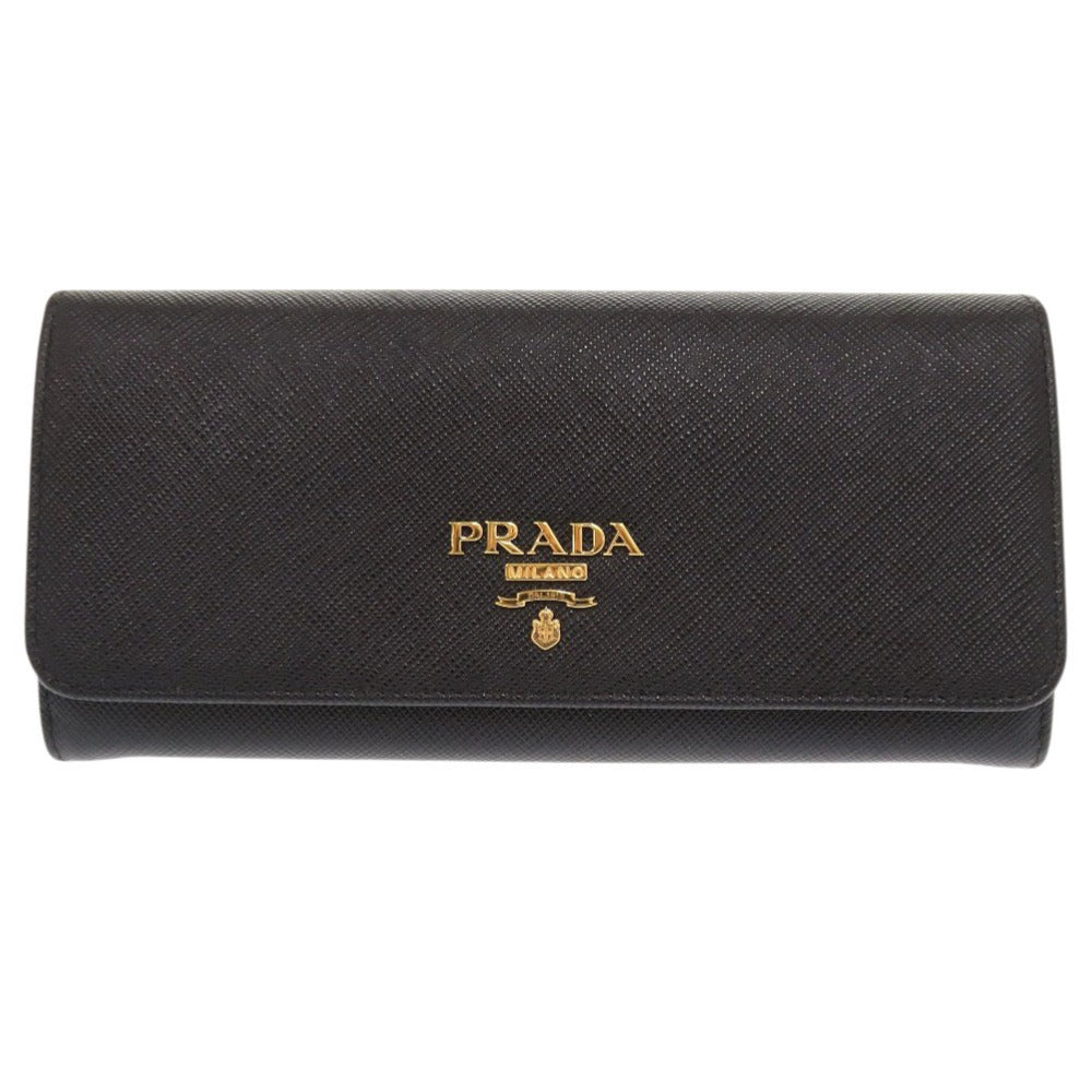 PRADA Long Wallet Purse leather black Women