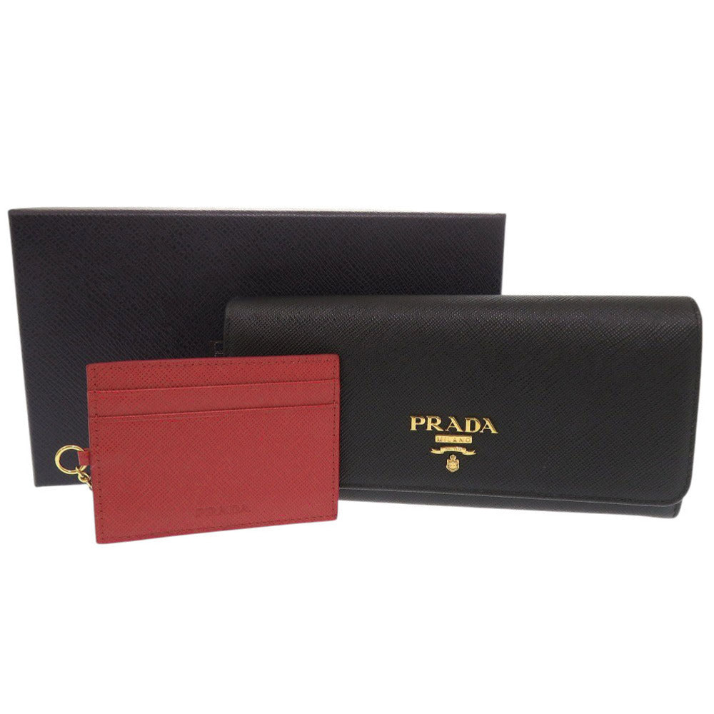 PRADA Long Wallet Purse leather black Women