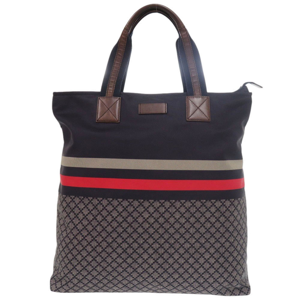 GUCCI Tote Bag 268112 Nylon, Leather Navy Diamante Women