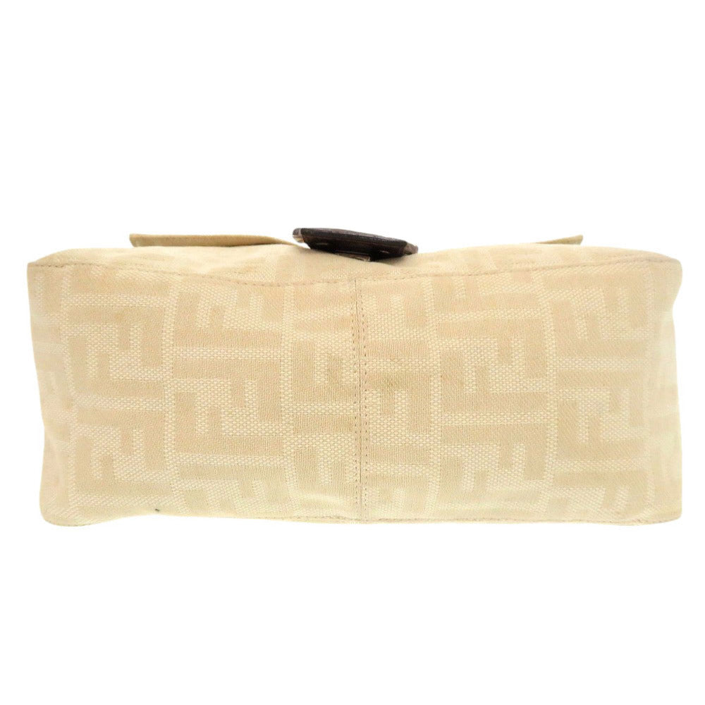 FENDI Shoulder Bag Canvas, Leather beige Mamma Bucket Zucca Pattern Women