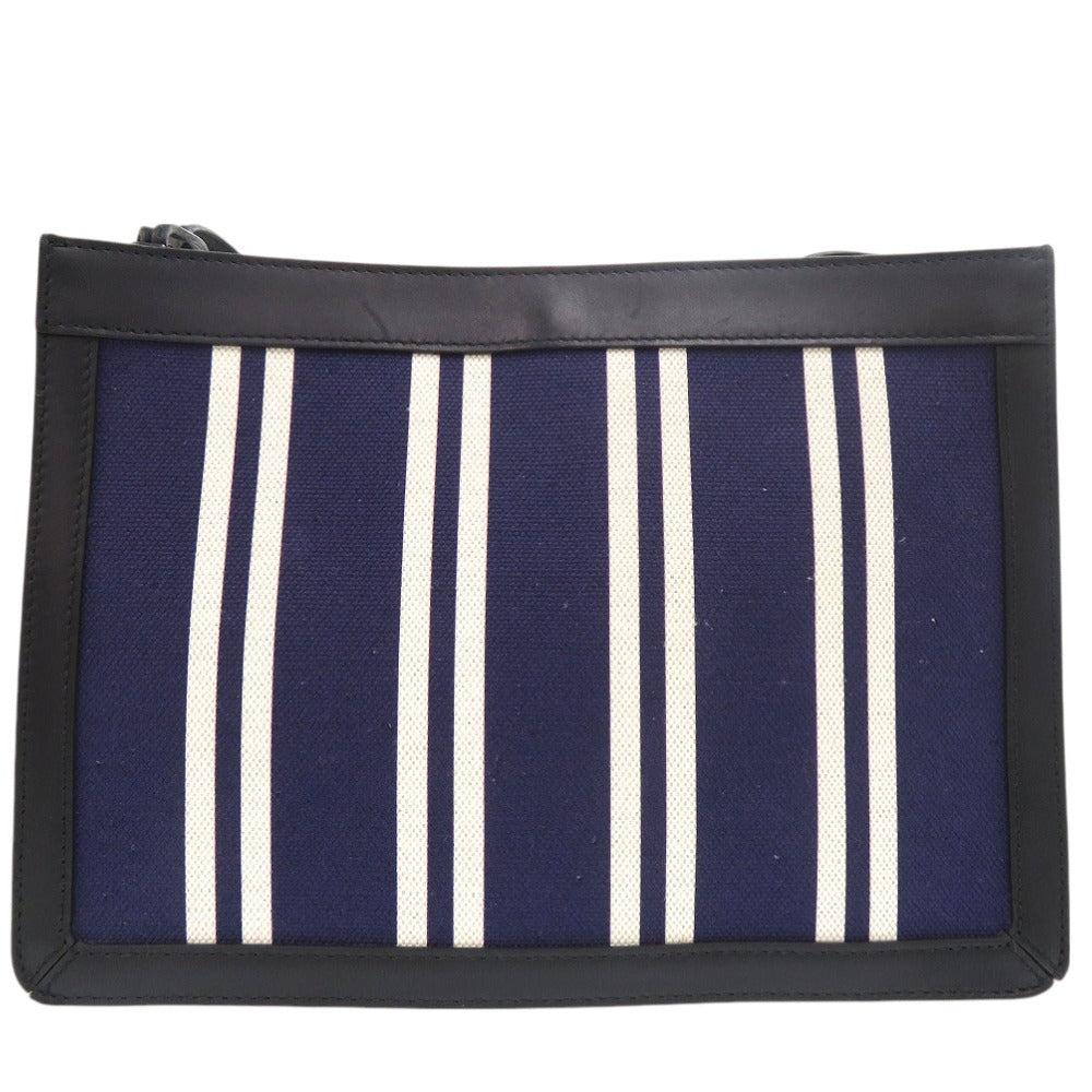 BALENCIAGA Shoulder Bag 339937 canvas Navy Pochette Stripe Women