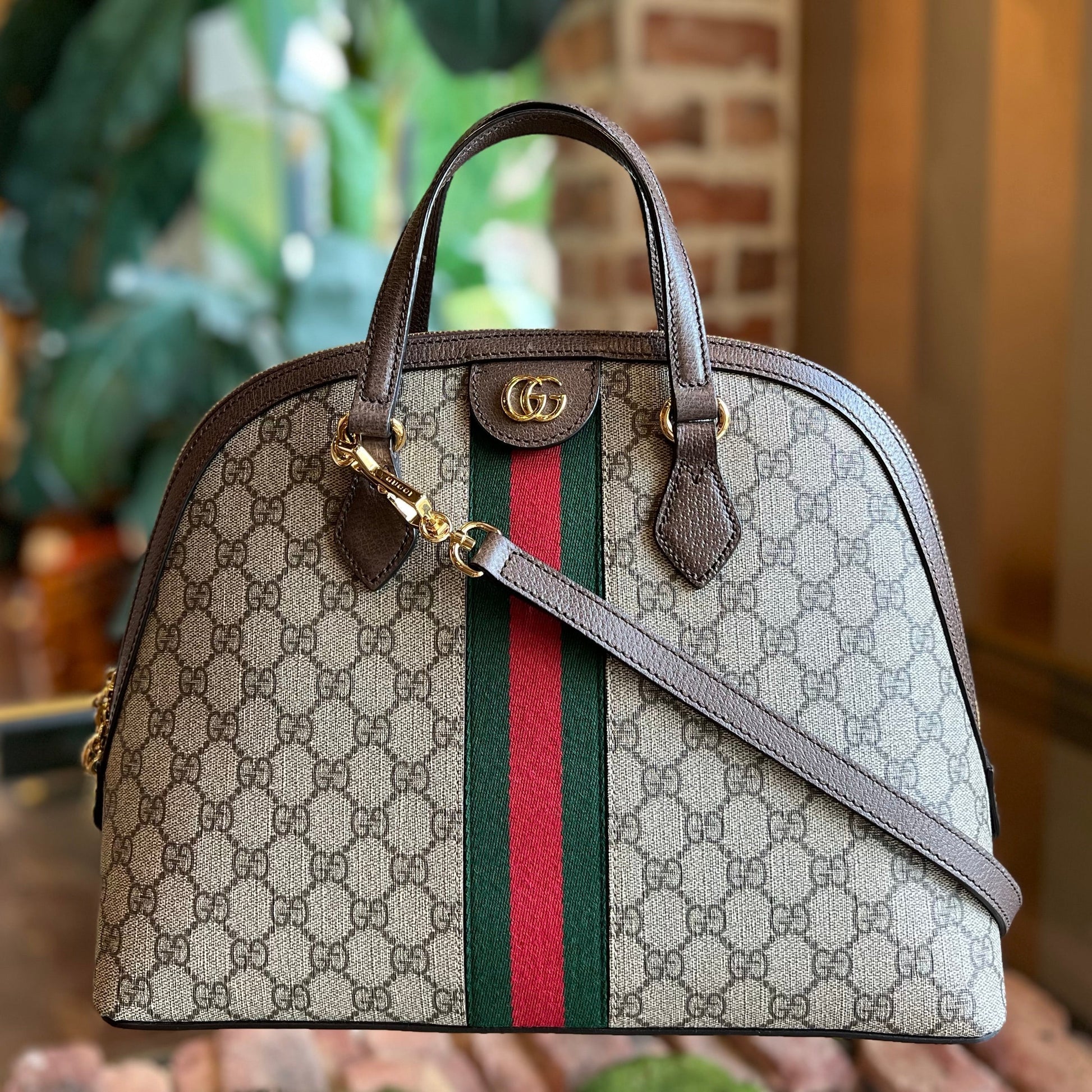 Gucci Monogram Leather Canvas Handbag