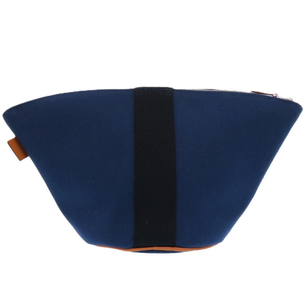 HERMES Pouch Canvas, Cotton Indigo blue Palmir Trapezoid Pouch