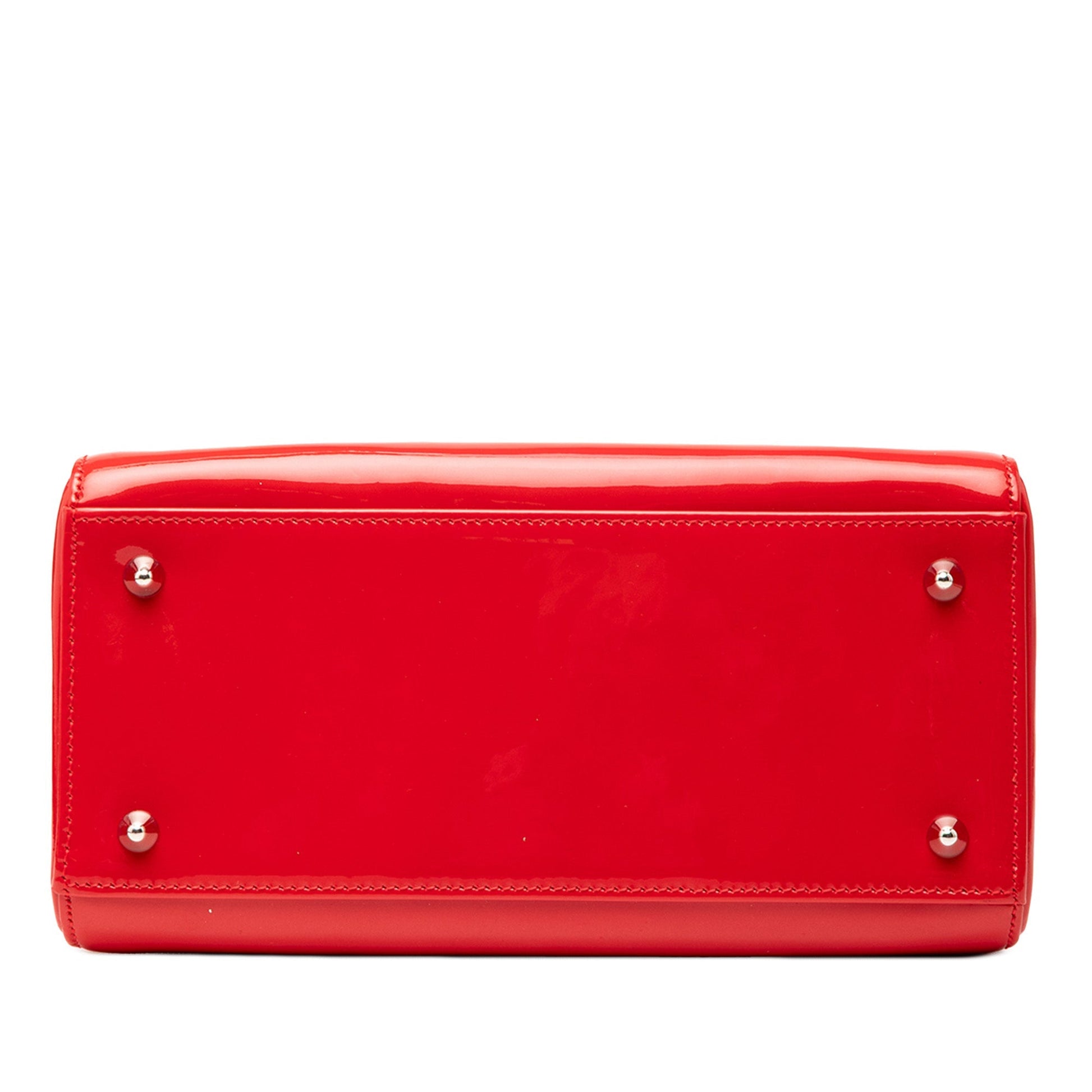 Red Dior Medium Patent Lady Dior Satchel