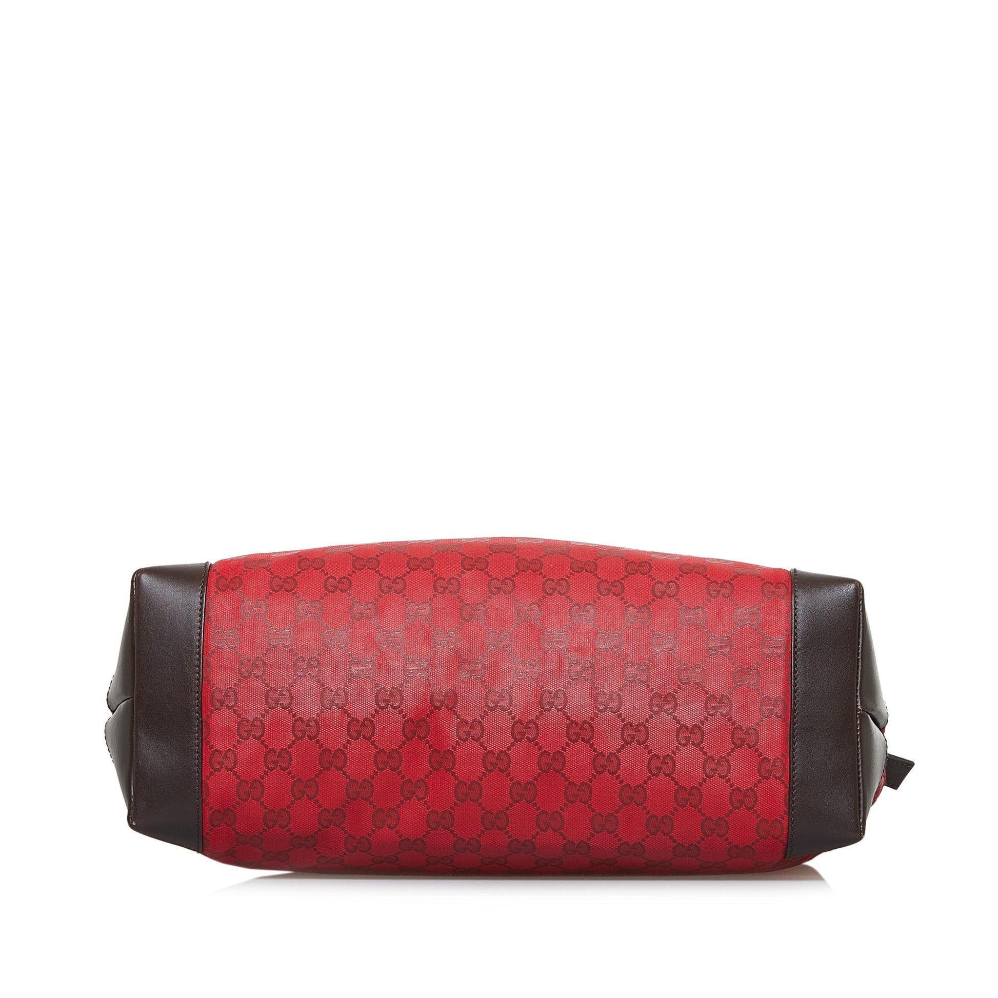 Gucci Red Leather Canvas Tote Style 4