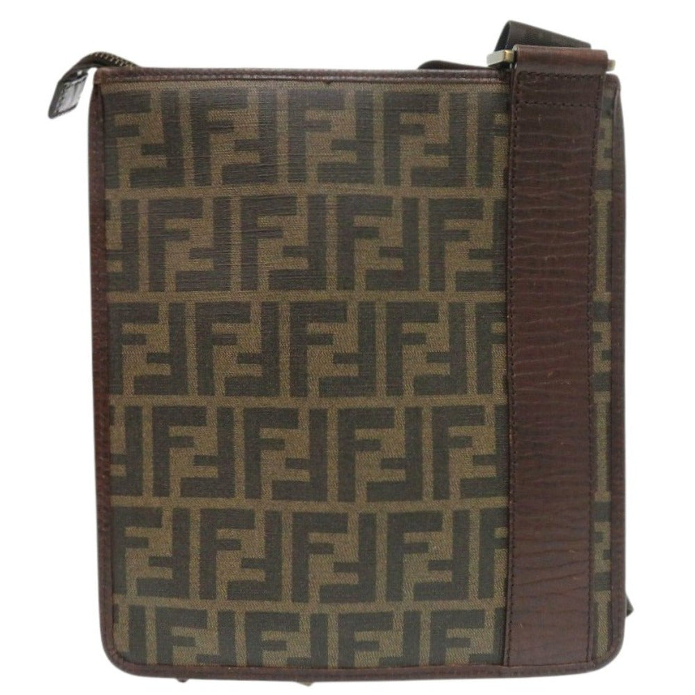 FENDI Shoulder Bag PVC, Leather Brown Zucca Pattern Sacoche Women