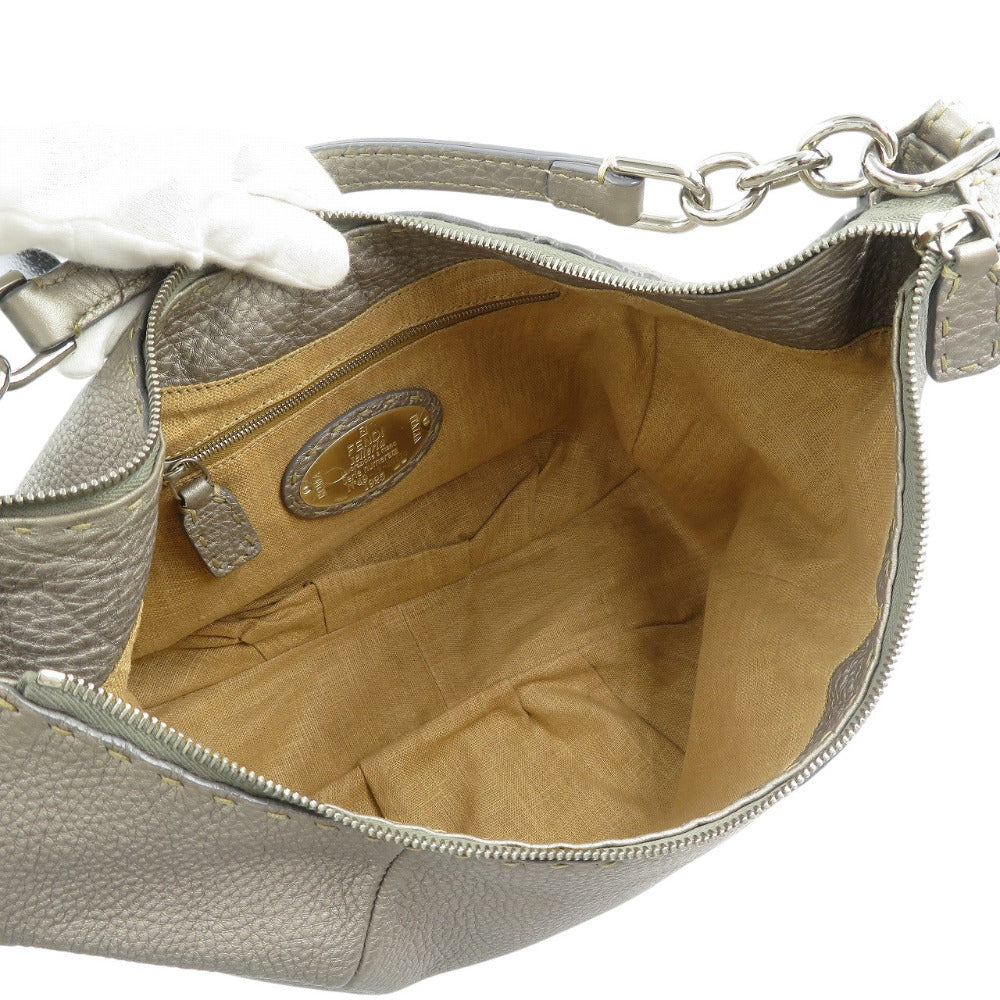 FENDI Shoulder Bag 8BR618 leather Silver Celeria Women