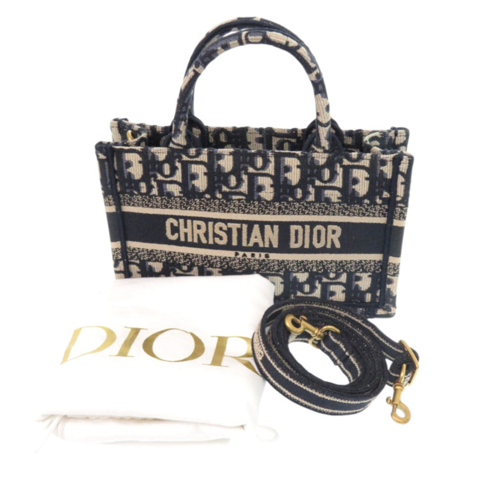 Christian Dior Handbag canvas Navy oblique book tote mini