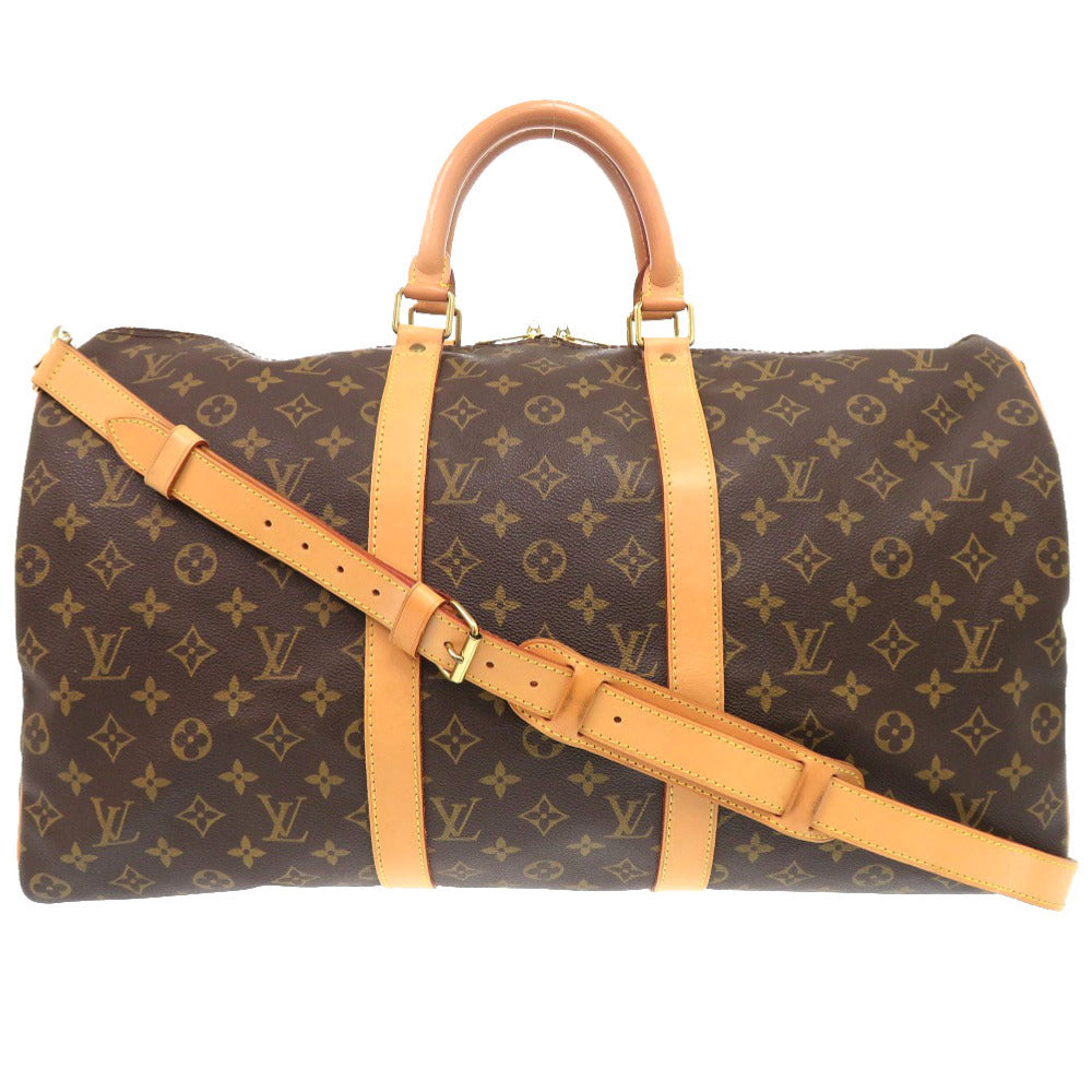 LOUIS VUITTON Boston Duffel bag Monogram canvas Brown Monogram Keepall bandouliere50