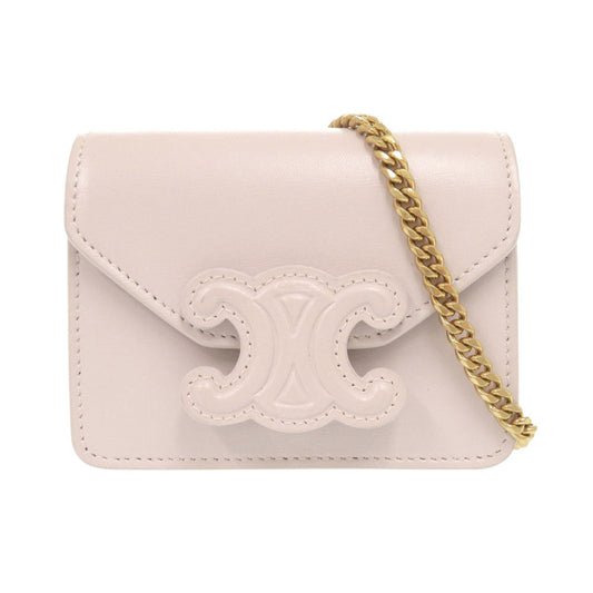 CELINE Shoulder Bag leather Pink type ChainShoulder pouch Triomphe Women
