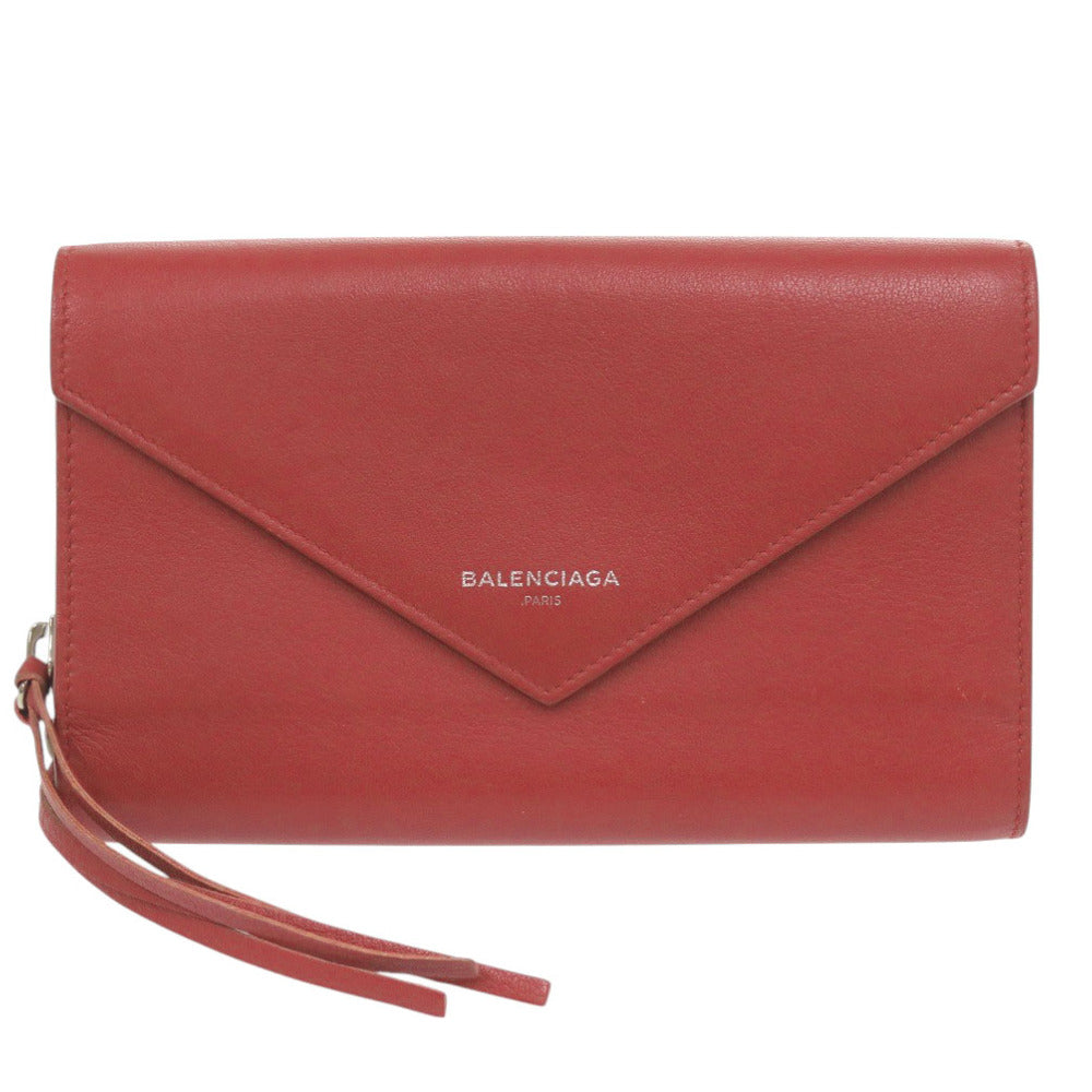 BALENCIAGA Long Wallet Purse 371661 Calfskin Red Women